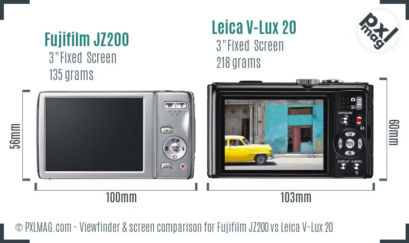 Fujifilm JZ200 vs Leica V-Lux 20 Screen and Viewfinder comparison