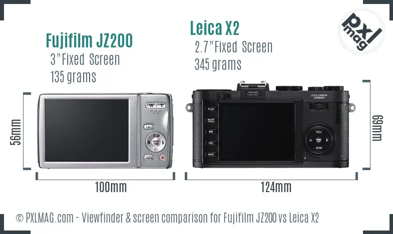 Fujifilm JZ200 vs Leica X2 Screen and Viewfinder comparison
