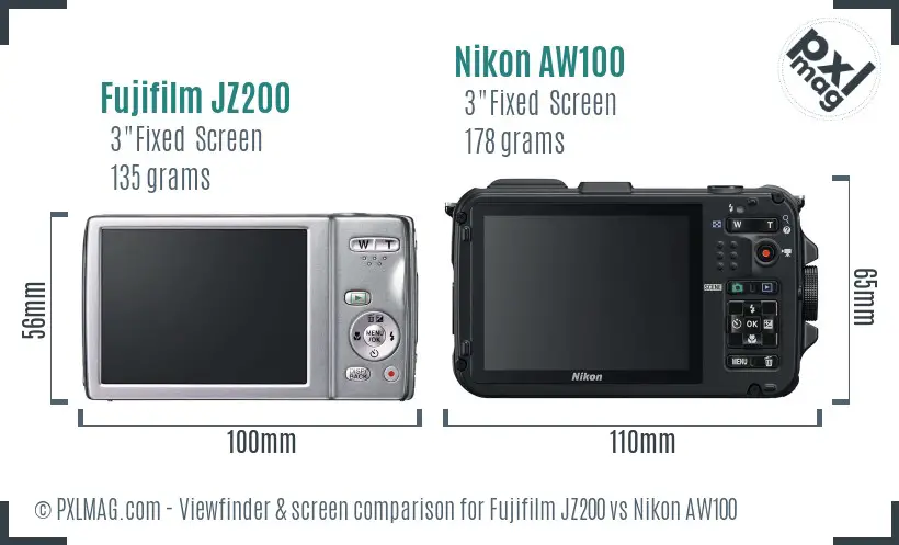 Fujifilm JZ200 vs Nikon AW100 Screen and Viewfinder comparison Fujifilm JZ200 vs Nikon AW100 Screen and Viewfinder comparison