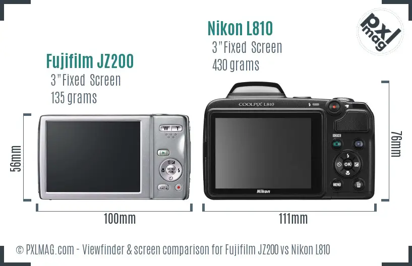 Fujifilm JZ200 vs Nikon L810 Screen and Viewfinder comparison Fujifilm JZ200 vs Nikon L810 Screen and Viewfinder comparison