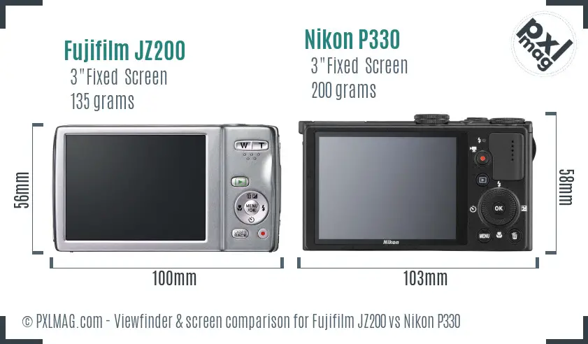 Fujifilm JZ200 vs Nikon P330 Screen and Viewfinder comparison Fujifilm JZ200 vs Nikon P330 Screen and Viewfinder comparison
