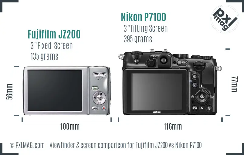 Fujifilm JZ200 vs Nikon P7100 Screen and Viewfinder comparison Fujifilm JZ200 vs Nikon P7100 Screen and Viewfinder comparison