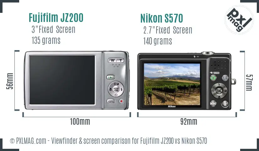 Fujifilm JZ200 vs Nikon S570 Screen and Viewfinder comparison Fujifilm JZ200 vs Nikon S570 Screen and Viewfinder comparison