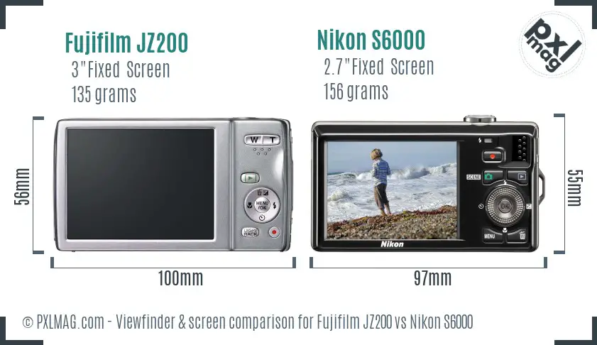 Fujifilm JZ200 vs Nikon S6000 Screen and Viewfinder comparison Fujifilm JZ200 vs Nikon S6000 Screen and Viewfinder comparison