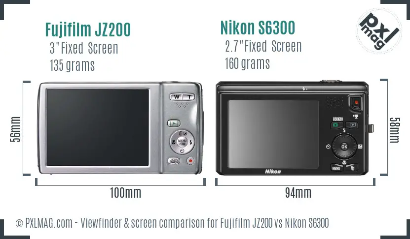 Fujifilm JZ200 vs Nikon S6300 Screen and Viewfinder comparison Fujifilm JZ200 vs Nikon S6300 Screen and Viewfinder comparison