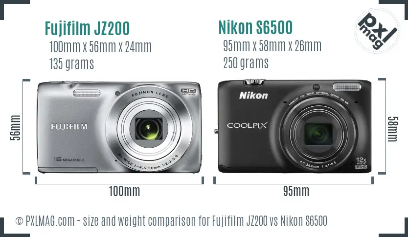 Fujifilm JZ200 vs Nikon S6500 size comparison Fujifilm JZ200 vs Nikon S6500 size comparison