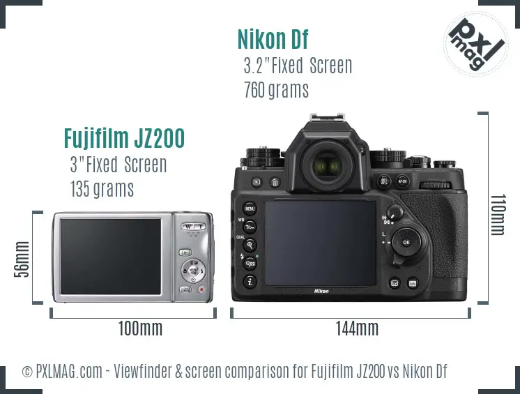 Fujifilm JZ200 vs Nikon Df Screen and Viewfinder comparison