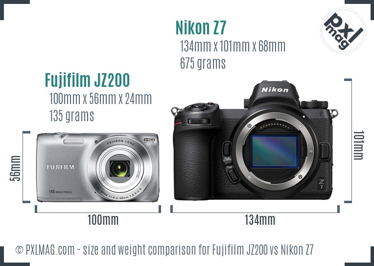 Fujifilm JZ200 vs Nikon Z7 size comparison Fujifilm JZ200 vs Nikon Z7 size comparison