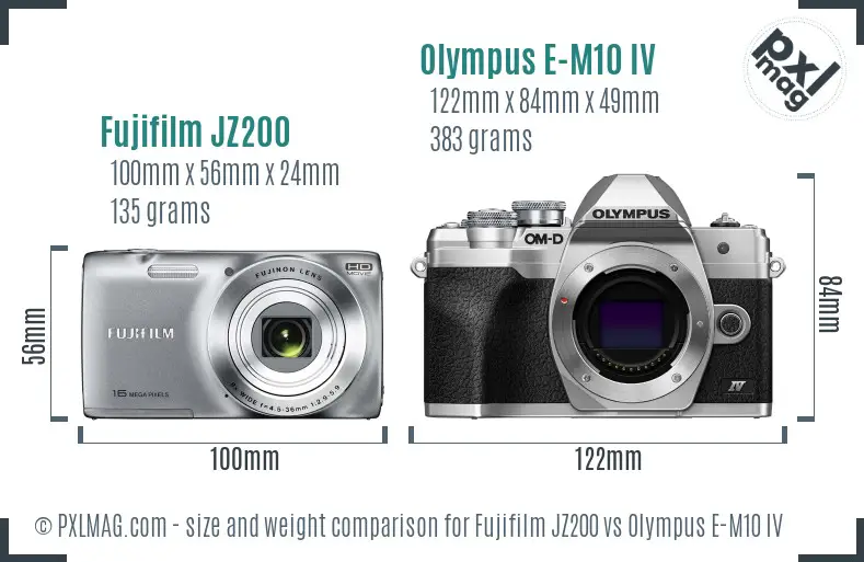 Fujifilm JZ200 vs Olympus E-M10 IV size comparison