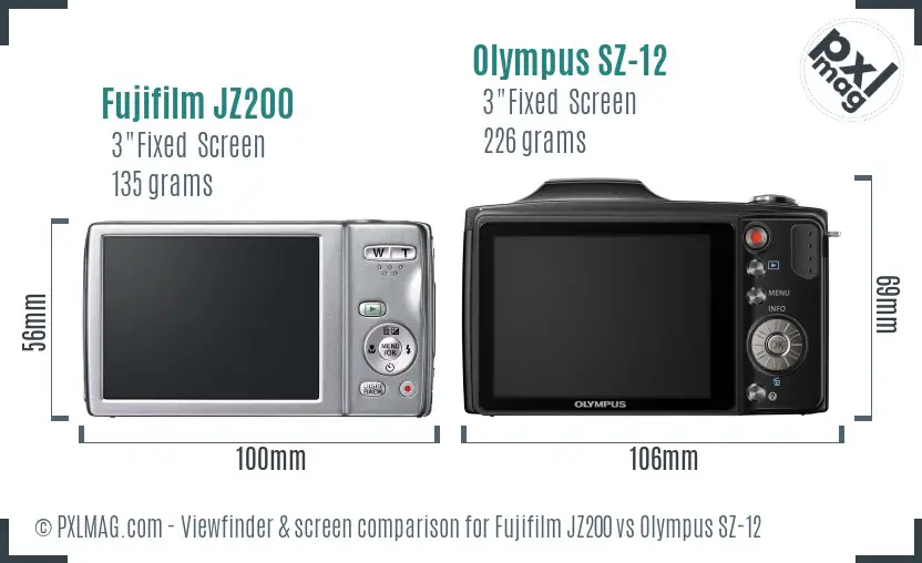 Fujifilm JZ200 vs Olympus SZ-12 Screen and Viewfinder comparison