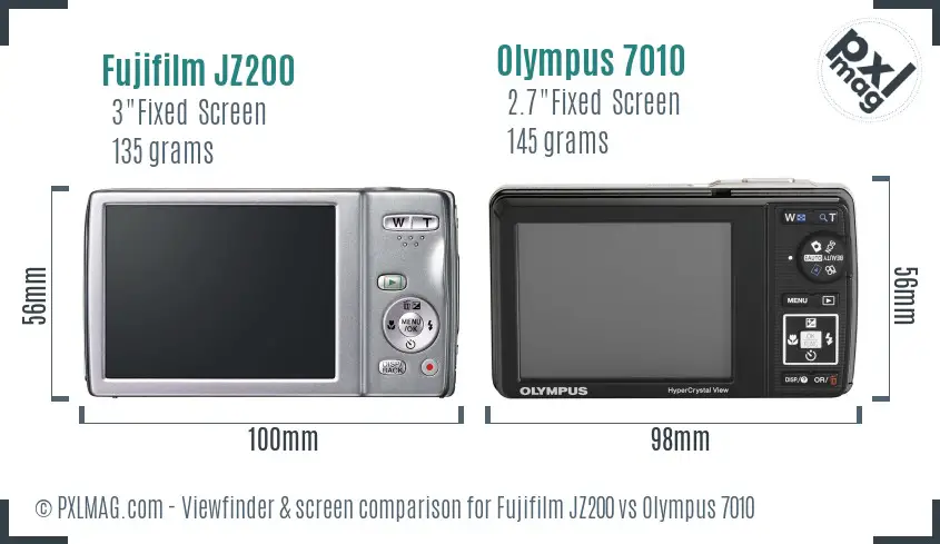 Fujifilm JZ200 vs Olympus 7010 Screen and Viewfinder comparison