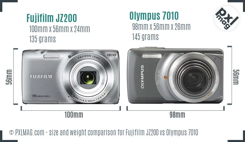 Fujifilm JZ200 vs Olympus 7010 size comparison Fujifilm JZ200 vs Olympus 7010 size comparison