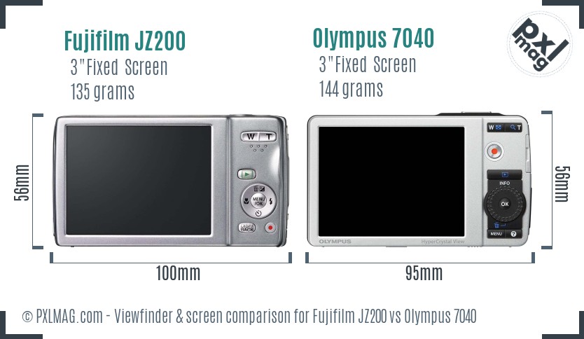 Fujifilm JZ200 vs Olympus 7040 Screen and Viewfinder comparison