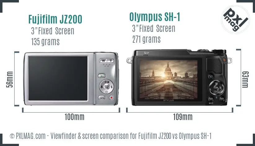 Fujifilm JZ200 vs Olympus SH-1 Screen and Viewfinder comparison