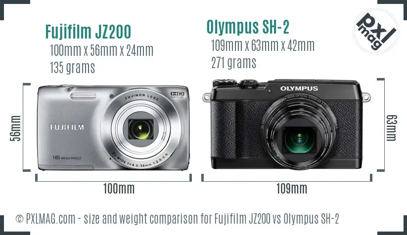 Fujifilm JZ200 vs Olympus SH-2 size comparison Fujifilm JZ200 vs Olympus SH-2 size comparison