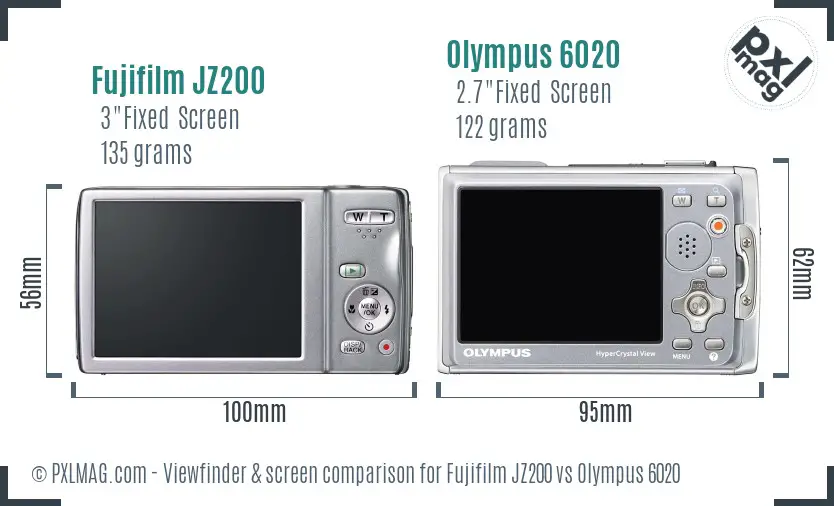 Fujifilm JZ200 vs Olympus 6020 Screen and Viewfinder comparison