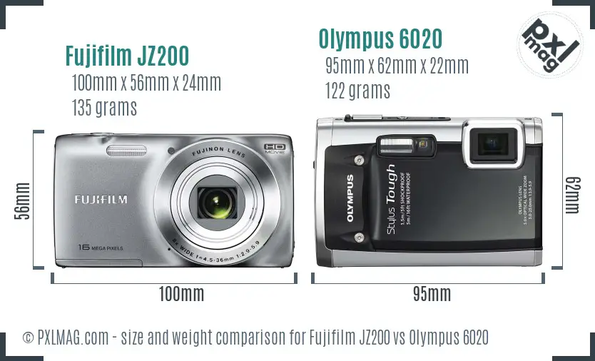 Fujifilm JZ200 vs Olympus 6020 size comparison