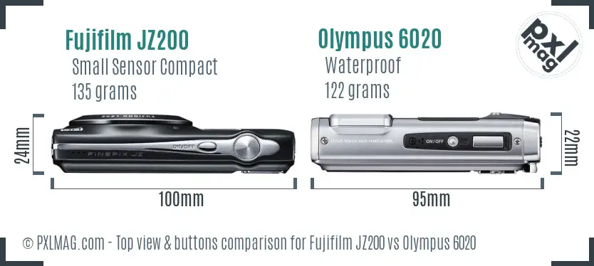 Fujifilm JZ200 vs Olympus 6020 top view buttons comparison