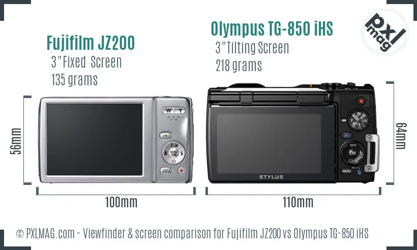Fujifilm JZ200 vs Olympus TG-850 iHS Screen and Viewfinder comparison
