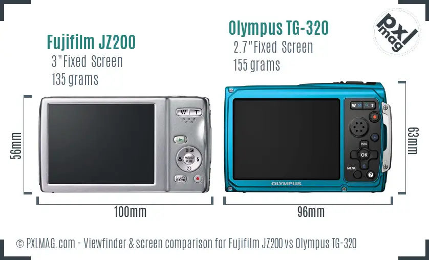Fujifilm JZ200 vs Olympus TG-320 Screen and Viewfinder comparison