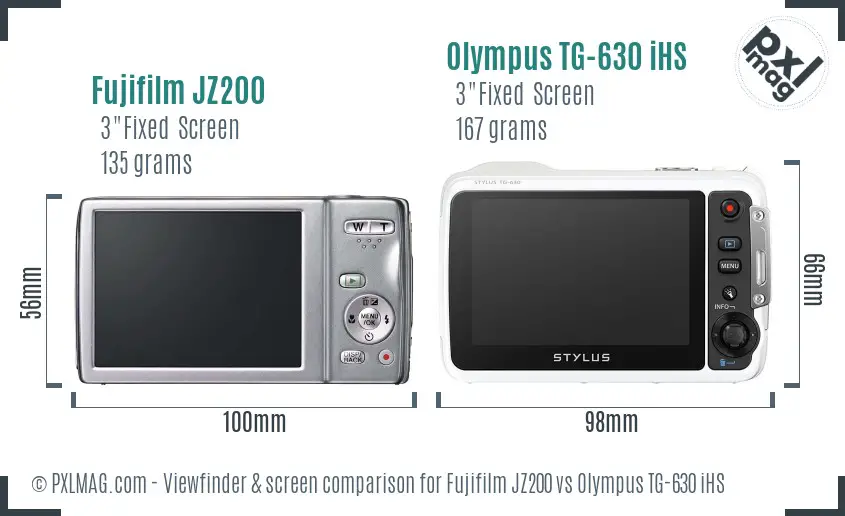 Fujifilm JZ200 vs Olympus TG-630 iHS Screen and Viewfinder comparison Fujifilm JZ200 vs Olympus TG-630 iHS Screen and Viewfinder comparison