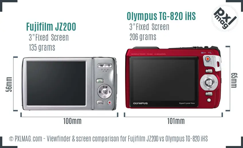 Fujifilm JZ200 vs Olympus TG-820 iHS Screen and Viewfinder comparison Fujifilm JZ200 vs Olympus TG-820 iHS Screen and Viewfinder comparison