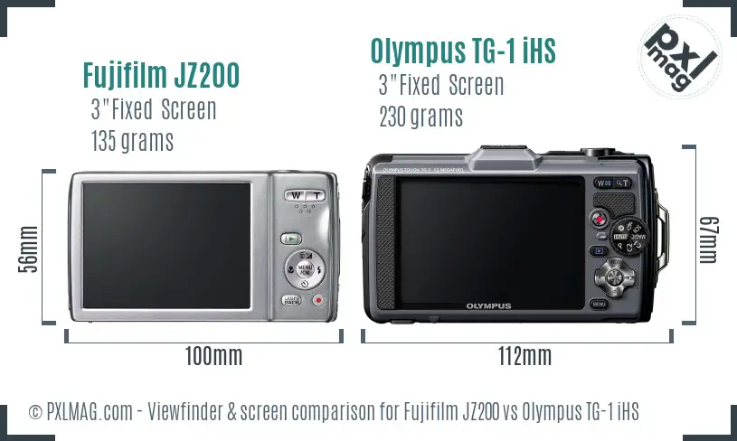 Fujifilm JZ200 vs Olympus TG-1 iHS Screen and Viewfinder comparison