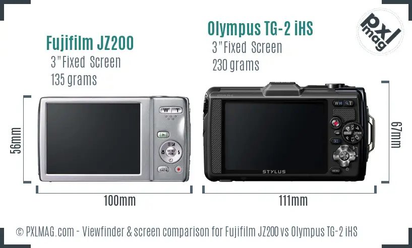 Fujifilm JZ200 vs Olympus TG-2 iHS Screen and Viewfinder comparison