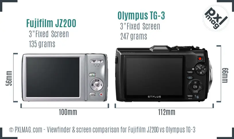 Fujifilm JZ200 vs Olympus TG-3 Screen and Viewfinder comparison Fujifilm JZ200 vs Olympus TG-3 Screen and Viewfinder comparison