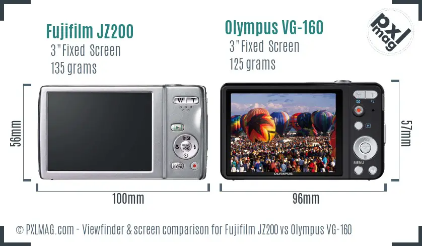 Fujifilm JZ200 vs Olympus VG-160 Screen and Viewfinder comparison