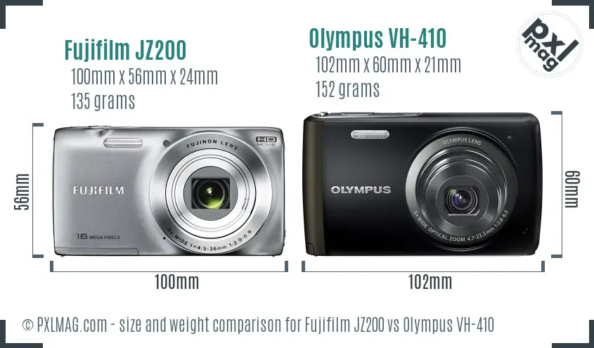 Fujifilm JZ200 vs Olympus VH-410 size comparison