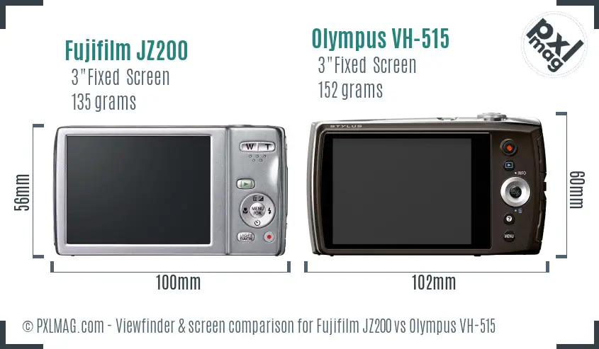 Fujifilm JZ200 vs Olympus VH-515 Screen and Viewfinder comparison