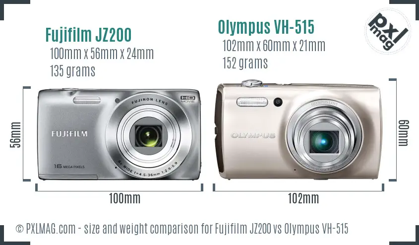 Fujifilm JZ200 vs Olympus VH-515 size comparison