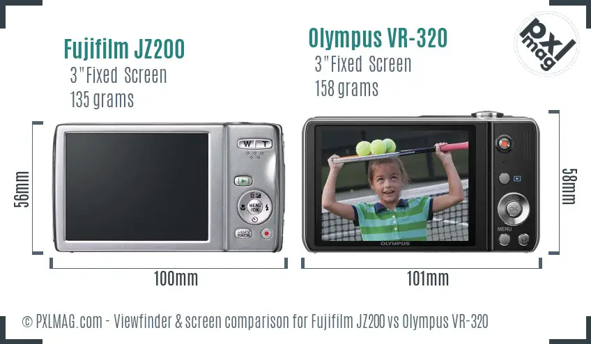 Fujifilm JZ200 vs Olympus VR-320 Screen and Viewfinder comparison