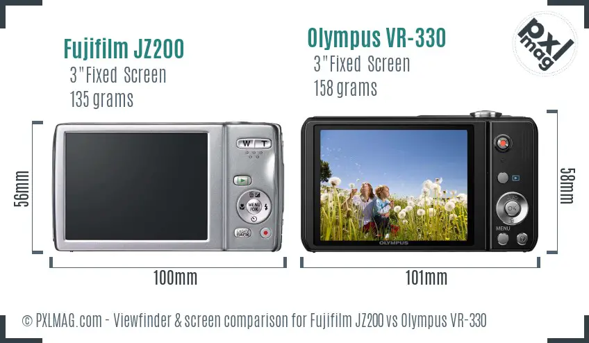 Fujifilm JZ200 vs Olympus VR-330 Screen and Viewfinder comparison Fujifilm JZ200 vs Olympus VR-330 Screen and Viewfinder comparison