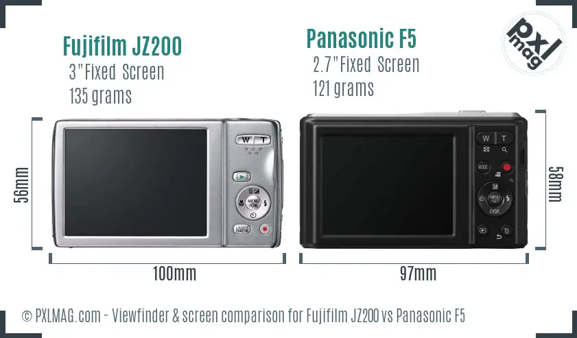 Fujifilm JZ200 vs Panasonic F5 Screen and Viewfinder comparison