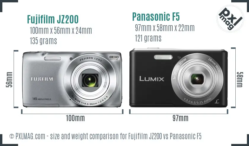 Fujifilm JZ200 vs Panasonic F5 size comparison