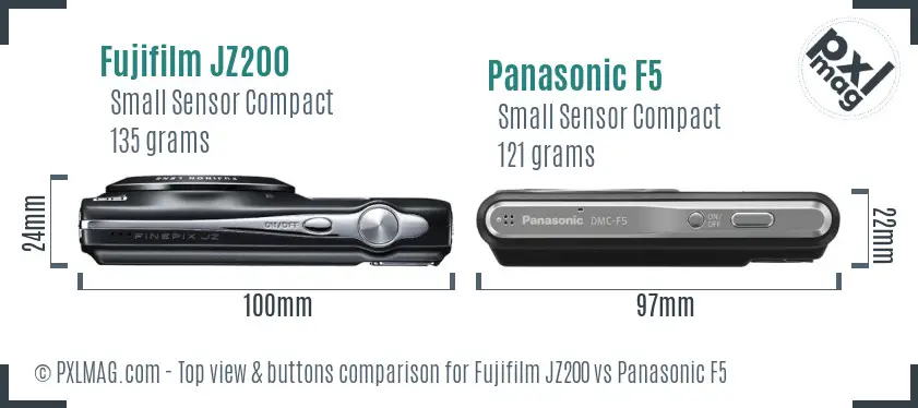 Fujifilm JZ200 vs Panasonic F5 top view buttons comparison