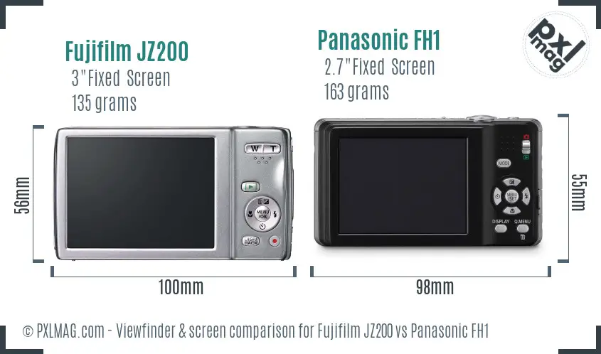 Fujifilm JZ200 vs Panasonic FH1 Screen and Viewfinder comparison