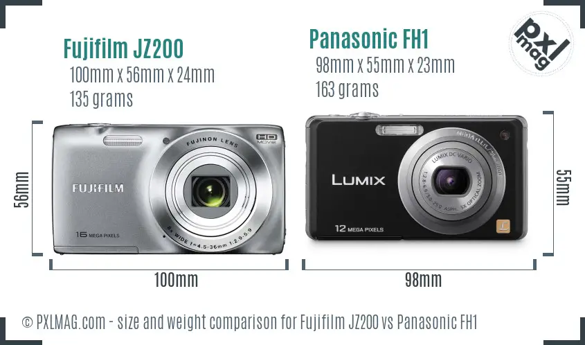 Fujifilm JZ200 vs Panasonic FH1 size comparison