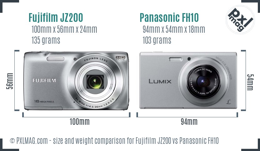Fujifilm JZ200 vs Panasonic FH10 size comparison Fujifilm JZ200 vs Panasonic FH10 size comparison
