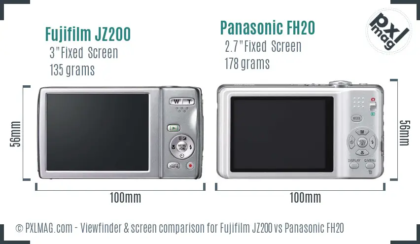 Fujifilm JZ200 vs Panasonic FH20 Screen and Viewfinder comparison