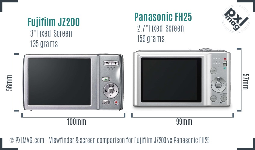 Fujifilm JZ200 vs Panasonic FH25 Screen and Viewfinder comparison