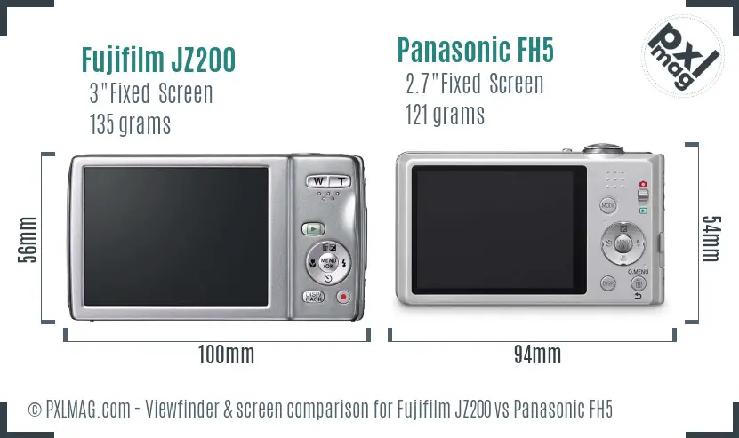 Fujifilm JZ200 vs Panasonic FH5 Screen and Viewfinder comparison