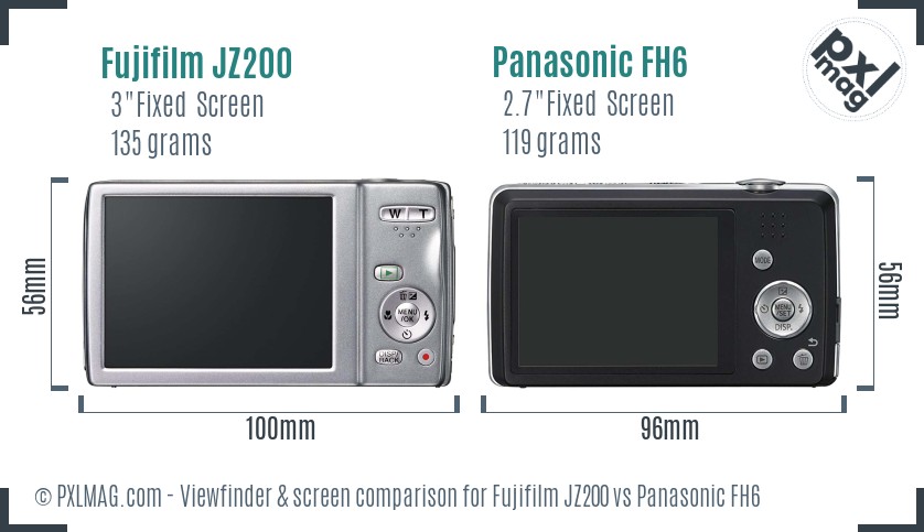 Fujifilm JZ200 vs Panasonic FH6 Screen and Viewfinder comparison