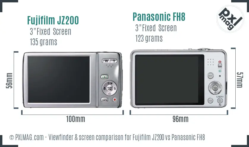 Fujifilm JZ200 vs Panasonic FH8 Screen and Viewfinder comparison