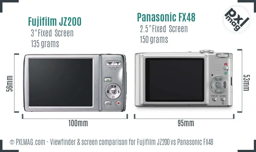 Fujifilm JZ200 vs Panasonic FX48 Screen and Viewfinder comparison