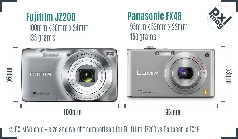 Fujifilm JZ200 vs Panasonic FX48 size comparison