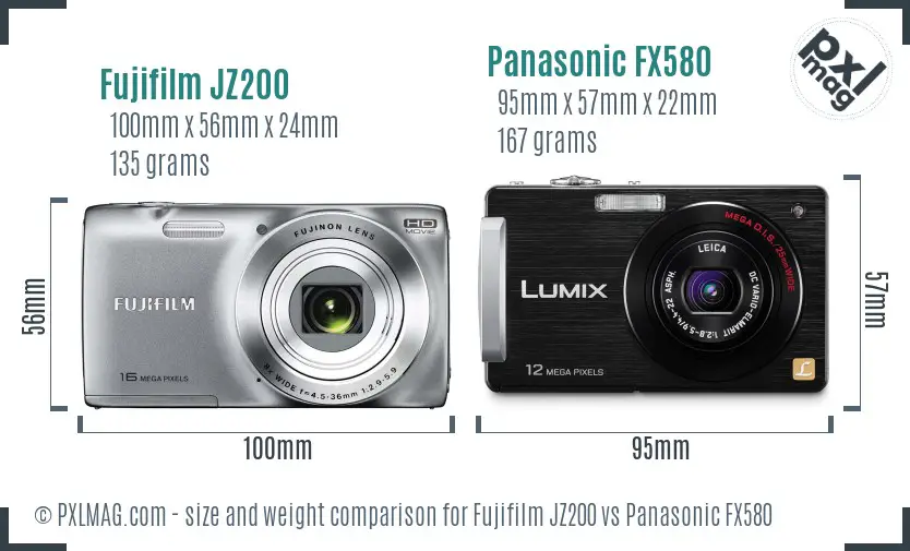 Fujifilm JZ200 vs Panasonic FX580 size comparison