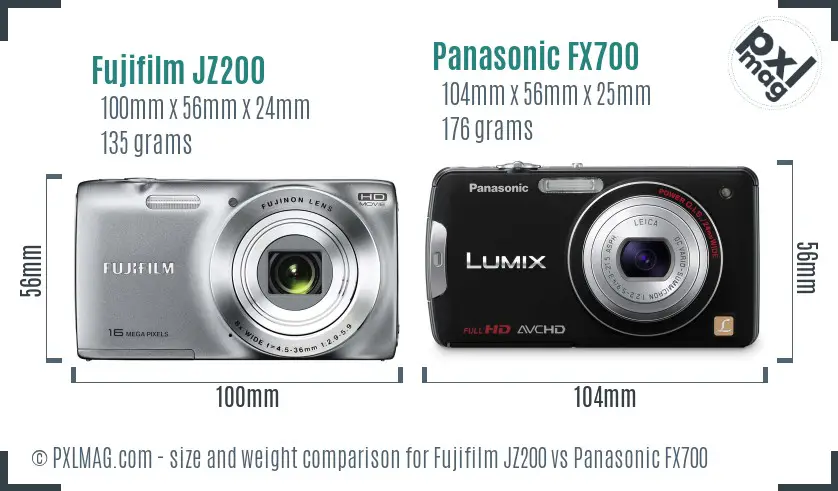 Fujifilm JZ200 vs Panasonic FX700 size comparison